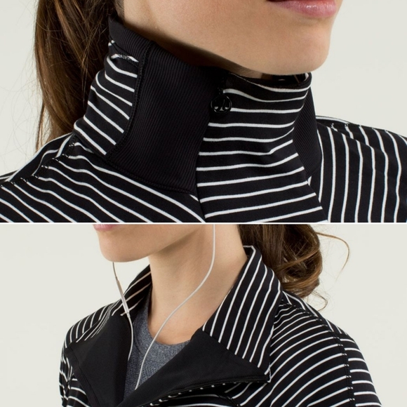 Lululemon Base Runner 1/2 Zip in Parallel Stripe Black White / Black - Picture 3 of 16
